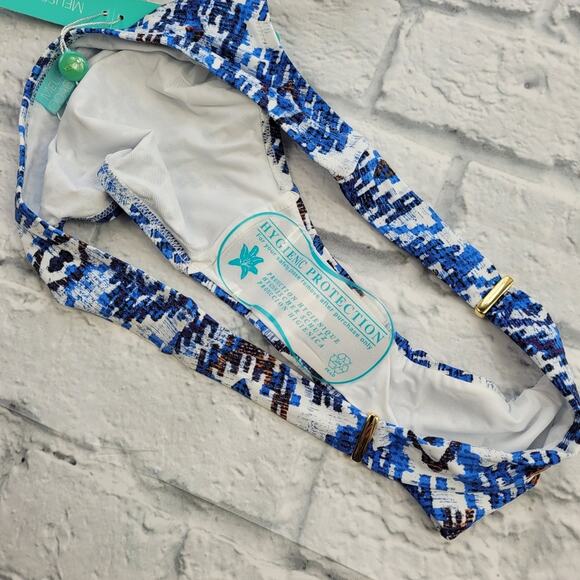 Melissa Odabash Martinique Blue Print Bandeau Bikini size Large - Picture 6 of 13